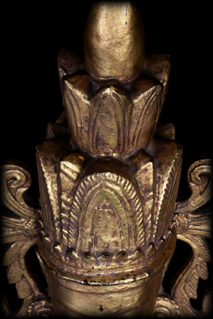 Extremely Rare 18C Wood Crown Shan Burma Buddha #A040